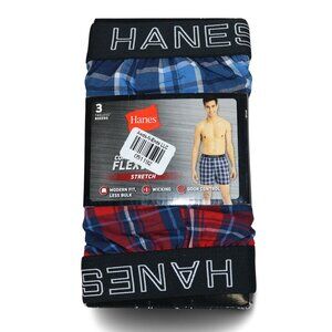 Hanes 3-Pack Comfort Flex Fit Plaid Assorted Boxer Shorts Men's Underwear S NWT